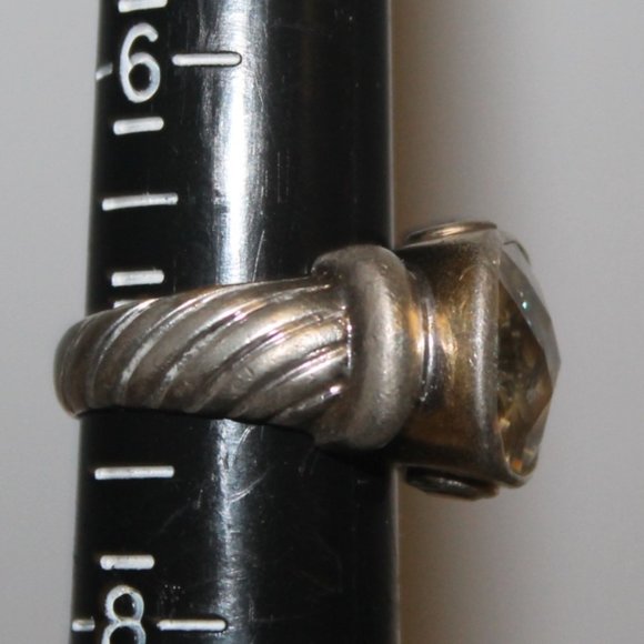 2 Tone 925 Sterling Silver Noblesse Cable Band Ring w Stones - Picture 14 of 15